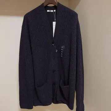 UNIQLO 프리미엄 라무 리브 가디건(긴팔) 다크 그레이 XXL