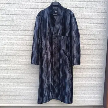 ELEUAGE 다크 블루 물결 무늬 롱 코트 FREE