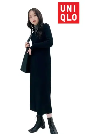 [ 새상품 ] 유니클로 UNIQLO 하프 지퍼 니트 원피스 롱니트