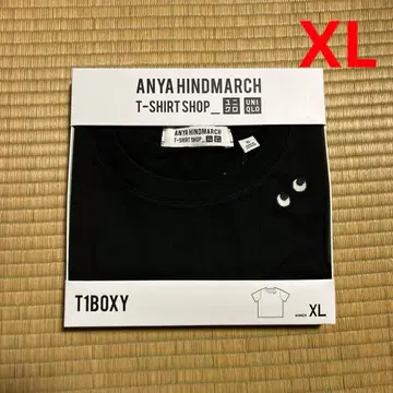 미사용 새상품 유니클로 ANYA HINDMARCH 반팔 T셔츠 XL 블랙