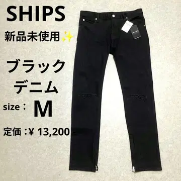 [ 미사용 새상품 ] SHIPS 블랙 데님 슬림핏 팬츠 지퍼