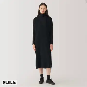 MUJI Labo 블랙 니트 슬리브리스 원피스