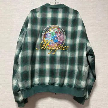 jenny fax 그린 체크 바시티 자켓