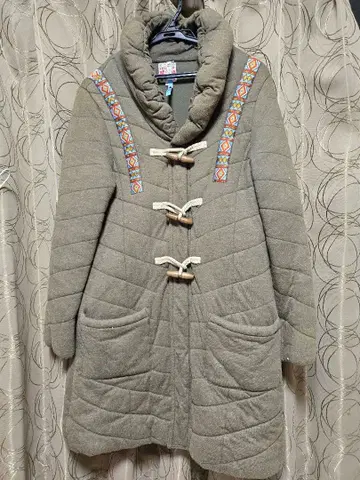 퀼팅 더플 코트 후드 부착