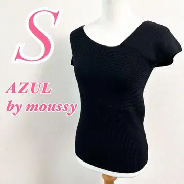 AZUL by moussy 블랙 V넥 T셔츠 S 원숄더