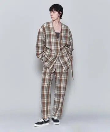 6(ROKU) 털 나일론 체크 자켓