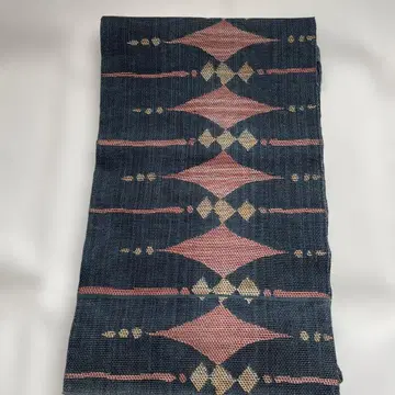 나고야 오비 네이비 핑크 기하학 패턴