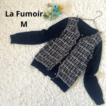 라프모아 니트 가디건 트위드 절개 프린지 네이비 네이비 컬러 M 새상품급