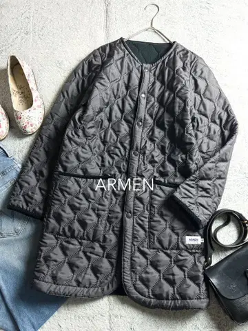 [ ARMEN ] 아멘 노카라 퀼팅 롱 코트