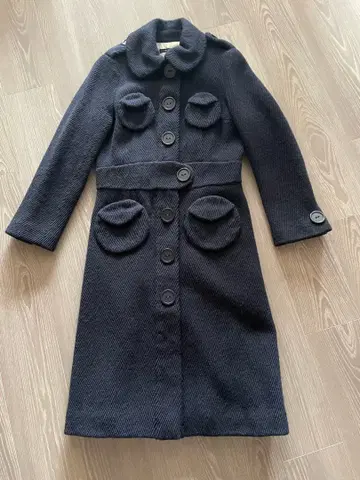 Marc Jacobs 네이비 롱 코트 깔끔한 슬림 라인 S 사이즈
