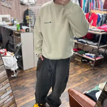 Champion 베이지 트레이닝복 멕시코제 구제 의류 90s 하자품