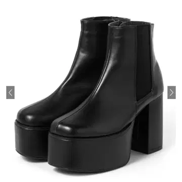 GRL 통굽 청키힐 사이드 고어 가죽 부츠 블랙 22.5cm