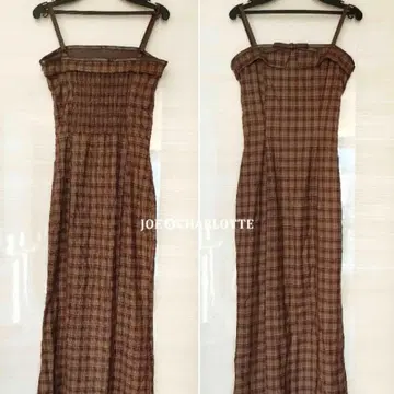 다리치 darich 가죽 리본 체크 롱 원피스 BRN FREE