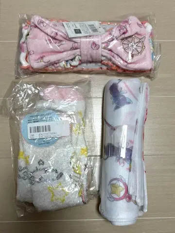 카드캡터 사쿠라 굿즈 세트 (헤어밴드, 삭스, 세탁망)
