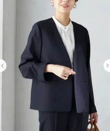 SHIPS 트리아세테이트 혼방 노 라펠 자켓