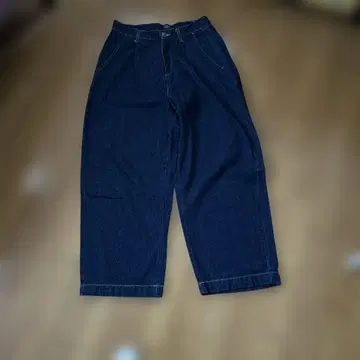 다크 블루 와이드 팬츠 프론트 버튼