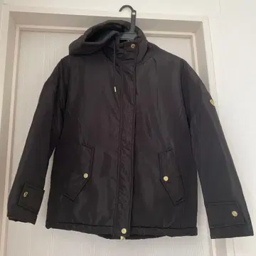 Anne Coquine 후드 부착 축열 충전솜 플레어 블루종