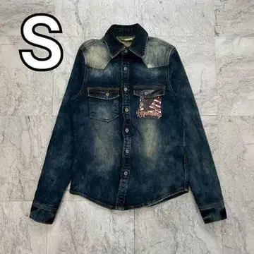 JEEP 남성용 데님 자켓 S 자수 로고 인디고 블루 이글