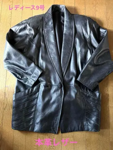 [ 천연 가죽 ] 빈티지 여성용 가죽 더블 자켓 코트 9호 블랙