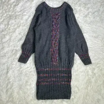 로우 게이지 니트 원피스 그레이 케이블 니트