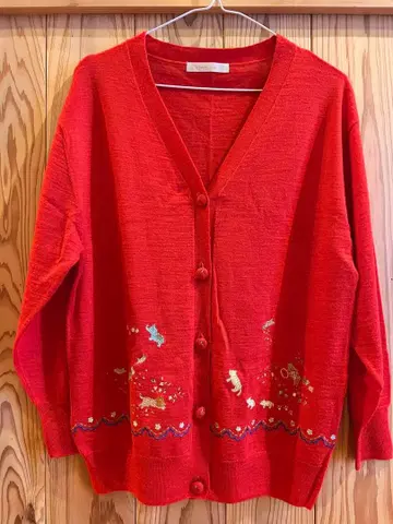 프랑슈리페 가디건 빨간색 자수