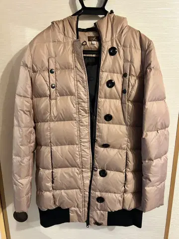 베이지 후드 부착 다운 자켓 S 사이즈