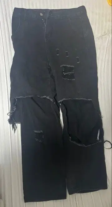 하이랜더 페이크 레이어 데미지 데님 블랙 L