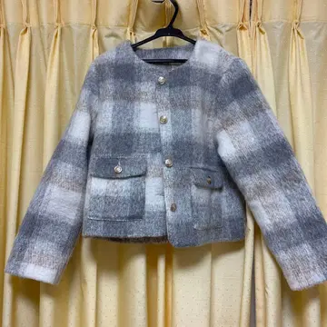 GRL 체크 무늬 샤기 자켓