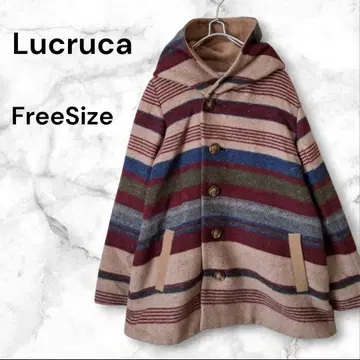 Lucruca 루크루카 보더 무늬 후드 부착 코트 센소유니코