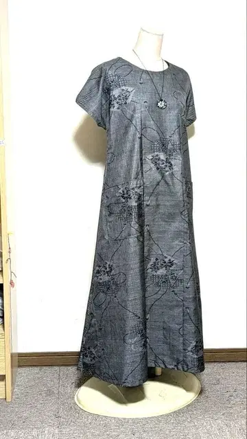 오시마 카스리 기모노 리메이크 롱 원피스 A 3