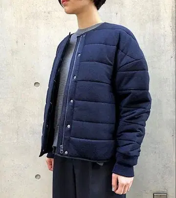 매장 클리닝 완료 나고 스탠스 울 퀼팅 자켓 네이비 38