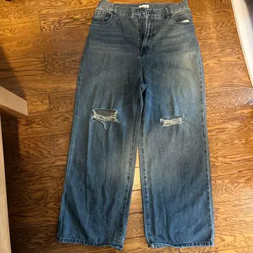 sedagle 데미지 가공 와이드 레그 데님