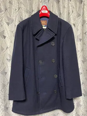 네이비 더블 브레스트 피 코트 [ used ]