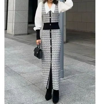 rienda 리엔다 셔츠콤비 Knit OP