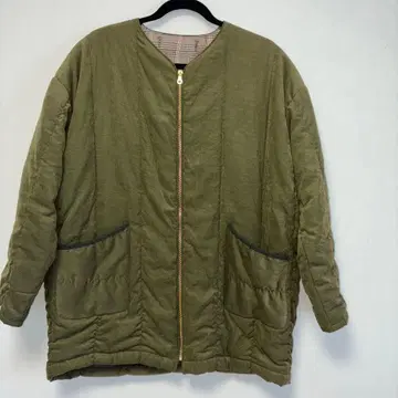 올리브 그린 퀼팅 자켓