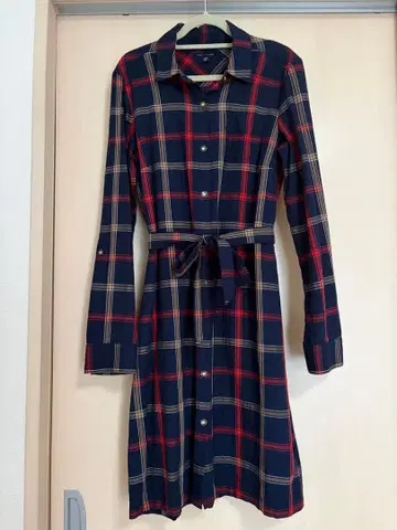 TOMMY HILFIGER 셔츠 원피스 긴팔 네이비 체크