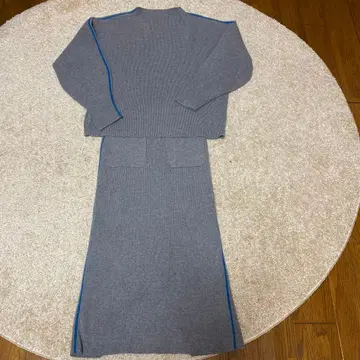 그레이 리브 니트 셋업 스커트