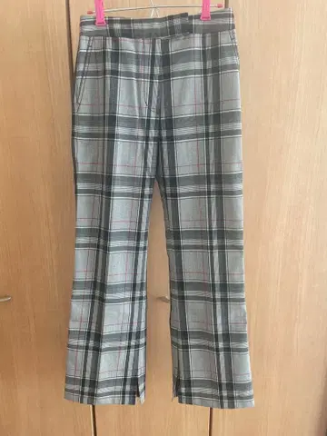 3.1 필립림 그레이 체크 무늬 플레어 팬츠