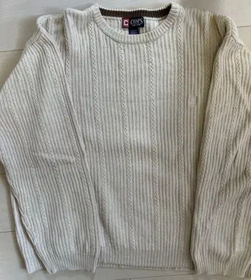 CHAPS 리브 스웨터 XL 크림색 구제 의류 90s