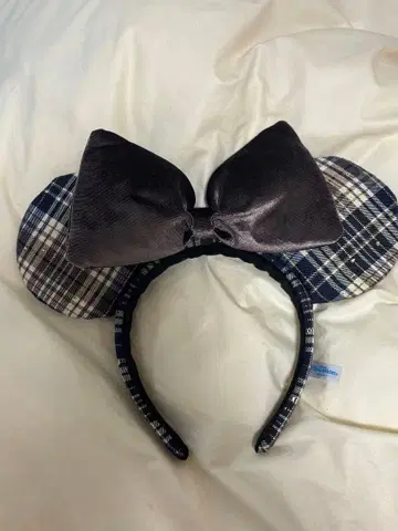 디즈니 머리띠 체크 무늬 브라운 미니