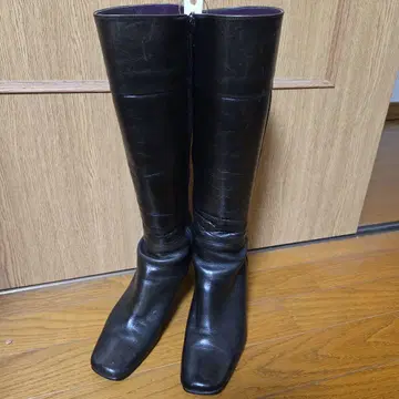 롱 부츠 블랙 천연 가죽 히미코 사용감 있음