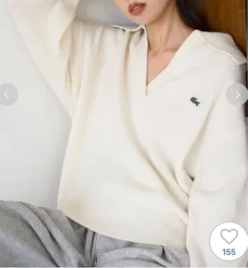 SNIDEL x LACOSTE 스키퍼 니트 풀오버 아이보리