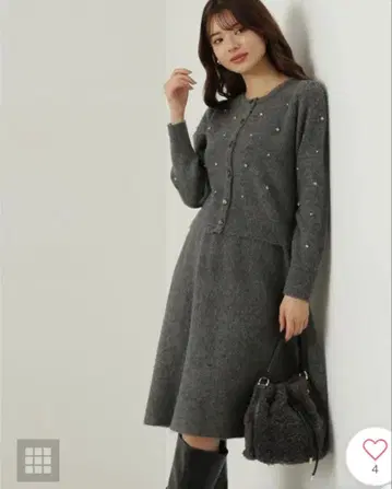 프로포션 바디 드레싱 펄 샤기 니트 셋업