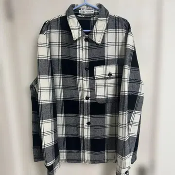 ZARA 체크 무늬 플란넬 셔츠 XL 블랙/화이트