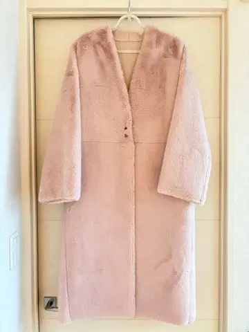 anana 핑크 인조 모피 롱 코트
