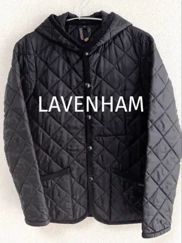 라벤햄 LAVENHAM 블랙 후드 부착 퀼팅 자켓 36 영국제