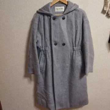 Ray BEAMS 그레이 후드 부착 롱 코트