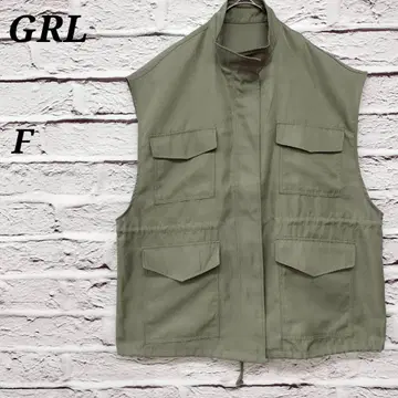 그레일 F 스탠드 카라 밀리터리 베스트 플랩 포켓 드로스트 카키
