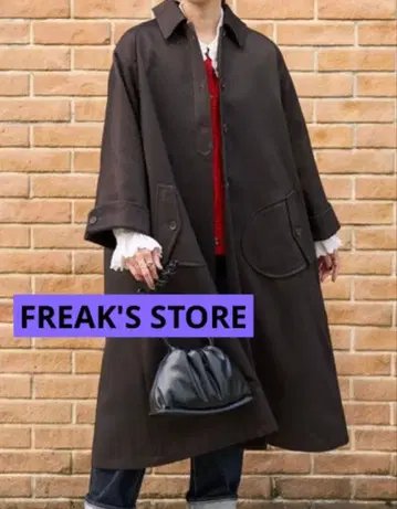 FREAK'S STORE 울리 벨 슬리브 코트 롱 코트 브라운