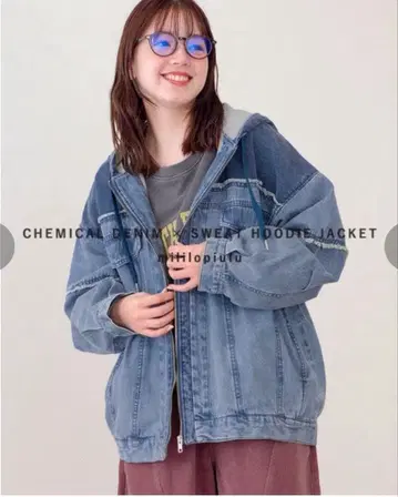 mililopiulu 새상품 케미컬 데님 쭈리 후드티